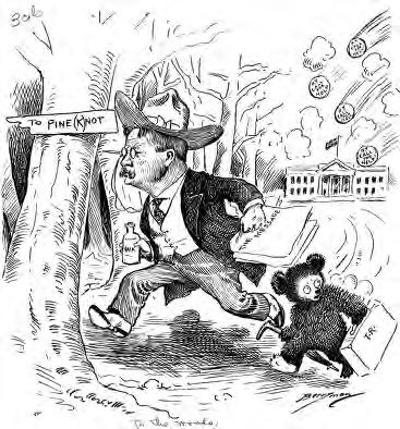 1902 m. spaudos karikatūra apie prezidentą Rooseveltį ir lokį